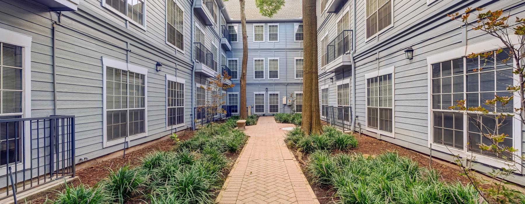 a walkway between buildings
